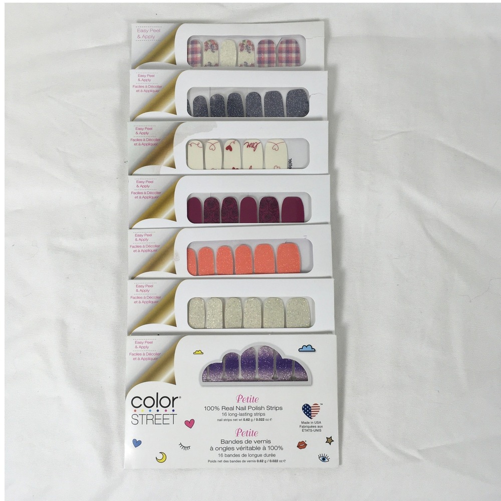 Color Street Lot of 7 Nail Polish Strips Stickers Glitter NIB Pastel Sparkle